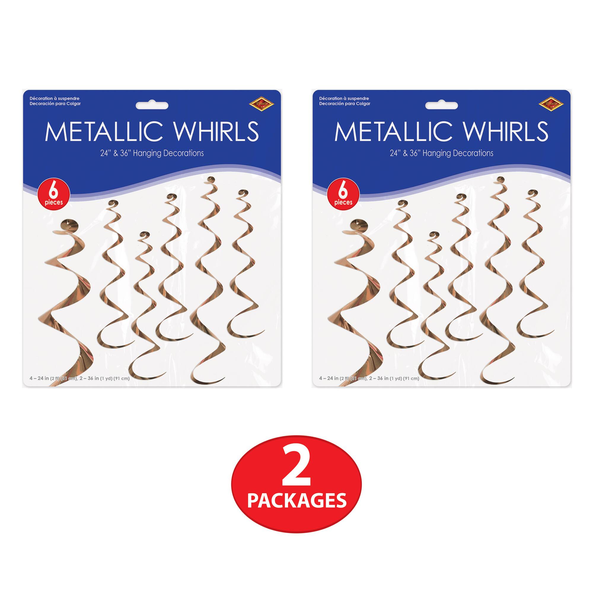 Beistle Rose Gold Twirly Whirls, 2 Packs of 6